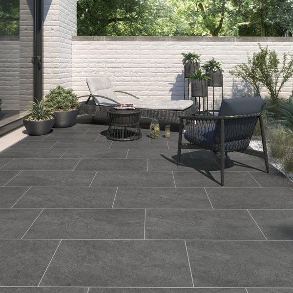 Carrelage Sol Et Mur Forte Effet Pierre Gris Moyen Quartzite L.30 X L.60.4 Cm