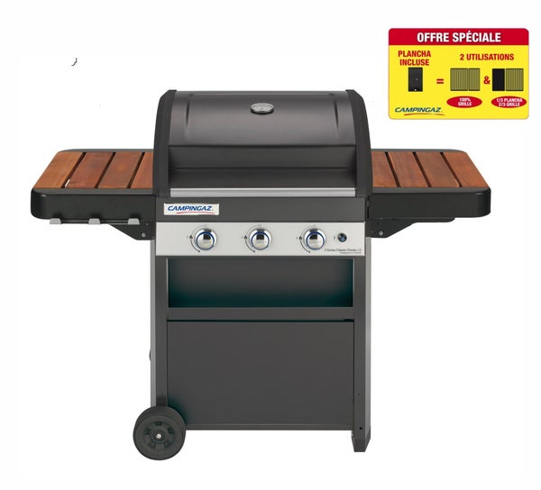 Barbecue au gaz CAMPINGAZ 3 Series Classic wld 2en1 + plancha, noir