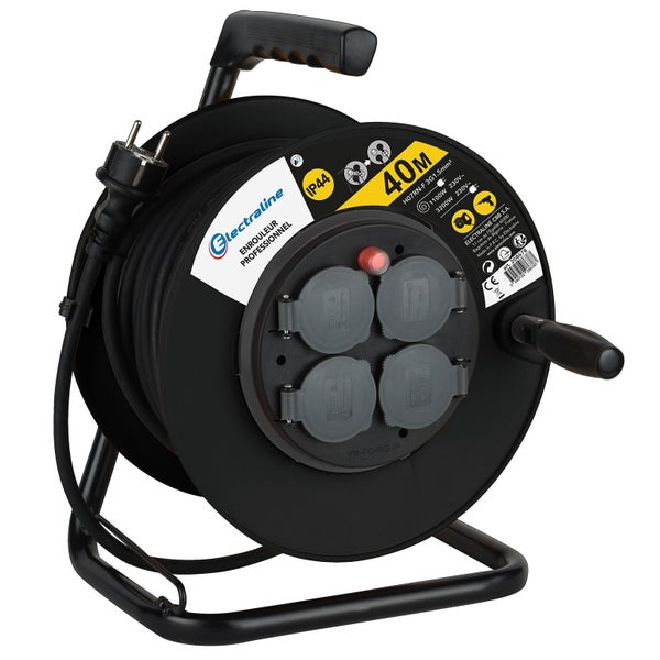 Enrouleur de bricolage 4 prises 3g1.5 h07rnf ip44 40m electraligne