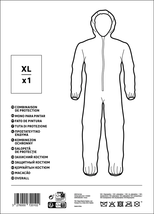 Combinaison de protection blanc, taille XL
