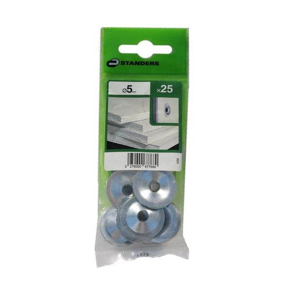 Lot de 25 rondelle acier zingué, diam. 5 mm STANDERS