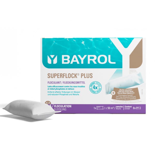 Clarifiant piscine BAYROL Superflock, tube 1 kg