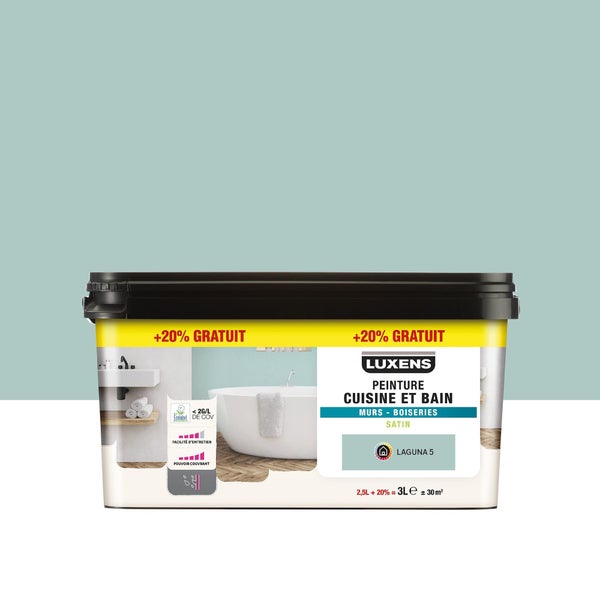 Peinture mur et boiserie Cuisine & bains LUXENS laguna 5 satiné 3 l