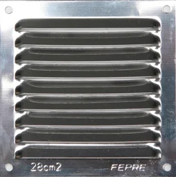 Grille d'aération acier inoxydable naturel, L.10 X L.10 Cm