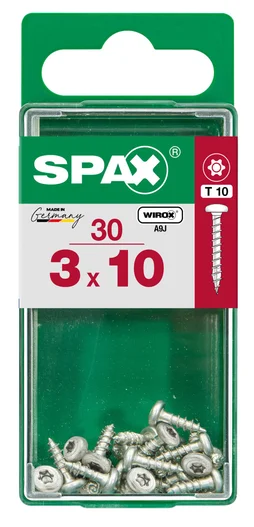 Lot De 30 Vis Acier Tête Cylindrique Bombée Spax, Diam.3 Mm X L.10 Mm