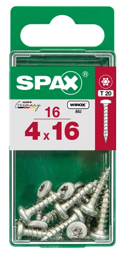 Lot De 16 Vis Acier Tête Cylindrique Bombée Spax, Diam.4 Mm X L.16 Mm