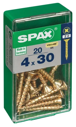 Lot De 20 Vis Acier Tête Fraisée Pozidriv Spax, Diam.4 Mm X L.30 Mm