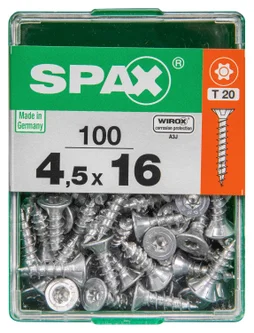 Lot De 100 Vis Acier Tête Autofraisée Plate Spax, Diam.4.5 Mm X L.16 Mm