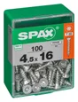 Lot De 100 Vis Acier Tête Autofraisée Plate Spax, Diam.4.5 Mm X L.16 Mm