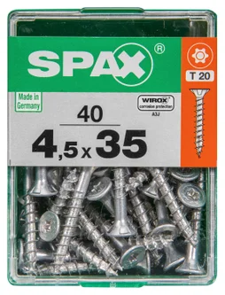 Lot De 40 Vis Acier Tête Autofraisée Plate Spax, Diam.4.5 Mm X L.35 Mm