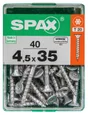 Lot De 40 Vis Acier Tête Autofraisée Plate Spax, Diam.4.5 Mm X L.35 Mm