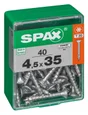 Lot De 40 Vis Acier Tête Autofraisée Plate Spax, Diam.4.5 Mm X L.35 Mm