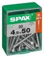 Lot De 30 Vis Acier Tête Autofraisée Plate Spax, Diam.4.5 Mm X L.50 Mm
