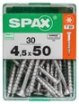 Lot De 30 Vis Acier Tête Autofraisée Plate Spax, Diam.4.5 Mm X L.50 Mm