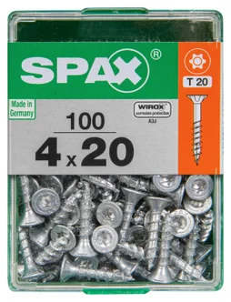 Lot De 100 Vis Acier Tête Autofraisée Plate Spax, Diam.4 Mm X L.20 Mm