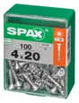 Lot De 100 Vis Acier Tête Autofraisée Plate Spax, Diam.4 Mm X L.20 Mm