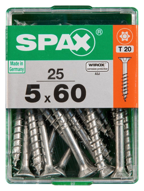 Lot De 25 Vis Acier Tête Autofraisée Plate Spax, Diam.5 Mm X L.60 Mm