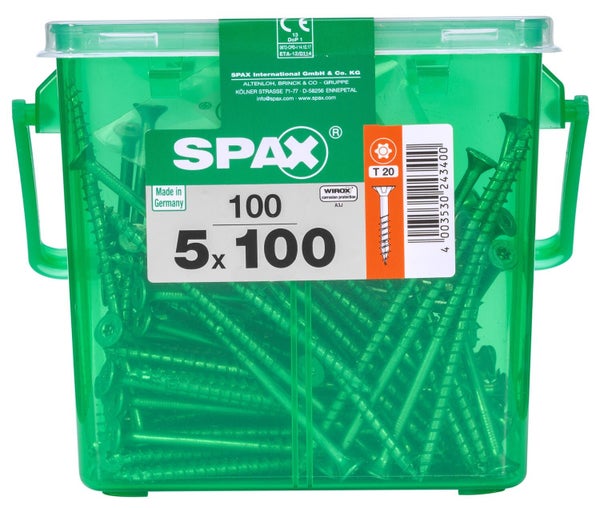100 vis acier tête fraisée torx SPAX, Ø5 x L.100 mm