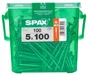 100 vis acier tête fraisée torx SPAX, Ø5 x L.100 mm