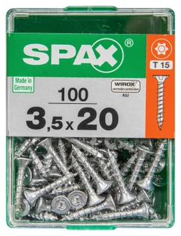 Lot De 100 Vis Acier Tête Autofraisée Plate Spax, Diam.3.5 Mm X L.20 Mm