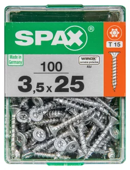 Lot De 100 Vis Acier Tête Autofraisée Plate Spax, Diam.3.5 Mm X L.25 Mm