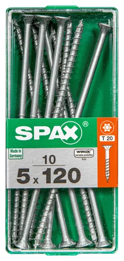 Lot De 10 Vis Acier Tête Autofraisée Plate Spax, Diam.5 Mm X L.120 Mm