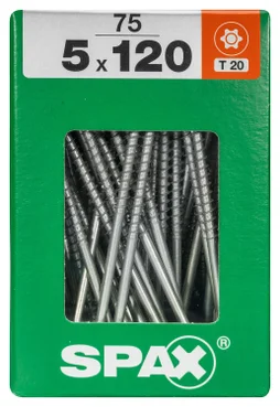 Lot De 75 Vis Acier Tête Plate Spax, Diam.5 Mm X L.120 Mm
