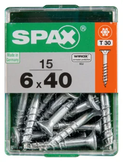 Lot De 15 Vis Acier Tête Autofraisée Plate Spax, Diam.6 Mm X L.40 Mm