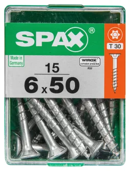 Lot De 15 Vis Acier Tête Autofraisée Plate Spax, Diam.6 Mm X L.50 Mm
