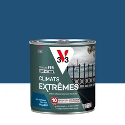 Peinture fer extérieur Climats extrêmes® V33 bleu bretagne brillant 0.5 l