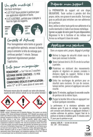 Peinture Aérosol Extérieur Multi-Matériaux V33, Aluminium Métallisé, 0.4 L