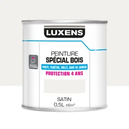 Peinture bois extérieur / intérieur, LUXENS, 0.5 L blanc satiné