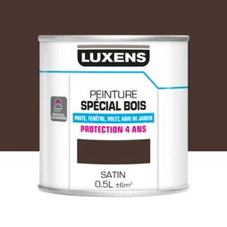 Peinture Bois Extérieur / Intérieur Luxens, Marron Satiné 0.5 L