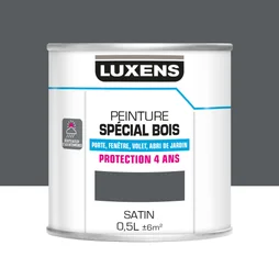 Peinture Bois Extérieur / Intérieur Luxens, Gris Basalte Satiné 0.5 L