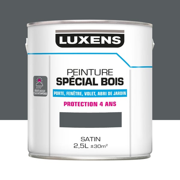 Peinture Bois Extérieur / Intérieur Gris Basalte Satin Luxens 2.5 L