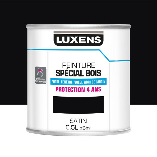 Peinture Bois Extérieur / Intérieur Luxens, Noir Satiné 0.5 L