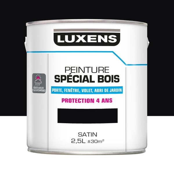 Peinture Bois Extérieur / Intérieur Luxens, Noir Satin 2.5 L