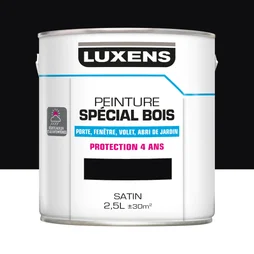 Peinture Bois Extérieur / Intérieur Luxens, Noir Satin 2.5 L