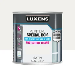 Peinture bois extérieur Conditions extrêmes LUXENS, blanc satiné 0.5 l