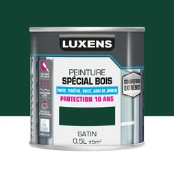 Peinture Bois Extérieur Conditions Extrêmes Luxens, Vert Mousse Satiné 0.5 L
