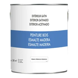 Peinture Bois Extérieur, Blanc Satiné 2.5 L