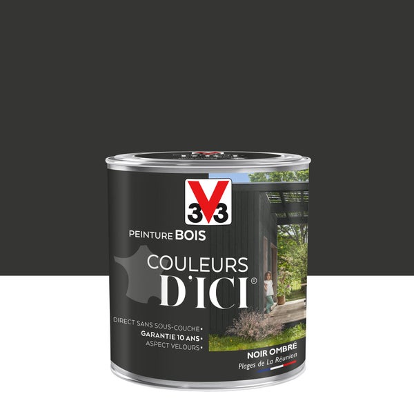 Peinture Bois Extérieur Couleurs D'Ici® V33, Noir Ombré Velours 0.5 L
