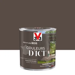 Peinture Bois Extérieur Couleurs D'Ici® V33, Marron Brûlé Velours 0.5 L