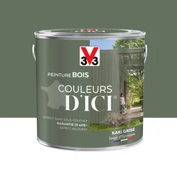 Peinture Bois Extérieur Couleurs D'Ici® V33, Kaki Grisé Velours 2 L