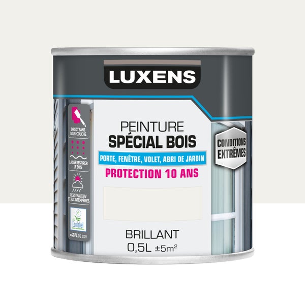 Peinture Bois Extérieur / Intérieur Brillant Blanc Luxens 0.5 L