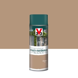 Peinture Aérosol Extérieur Multi-Matériaux V33, Beige Argile Satiné, 0.4 L