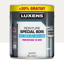 Peinture extérieure bois Conditions extrêmes LUXENS blanc satiné  2.5L+20% gratu