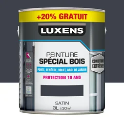 Peinture bois intérieur extérieur LUXENS gris anthracite satiné 3 L
