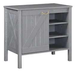 Meuble de salle de bains simple vasque l.85 x H.78 x P.50 cm, effet chêne grisé