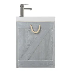 Meuble lave-mains l.40 x H.48 x P.20.5 cm, gris patiné, Seaside